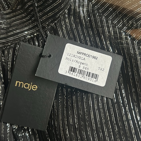 Maje Rivela Cutout metallic silk-blend chiffon mini dress Size 42 US 10 - Picture 6 of 15